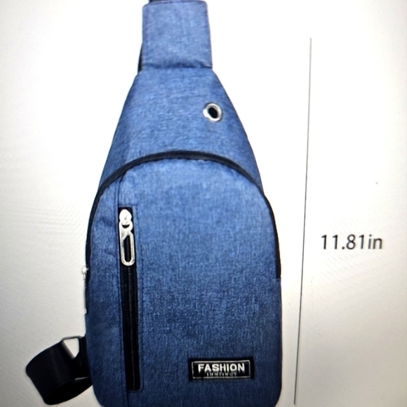 NEW Viadha Crossbody Bag w USB Hole in Oxford Cloth Blue - Picture 4 of 6